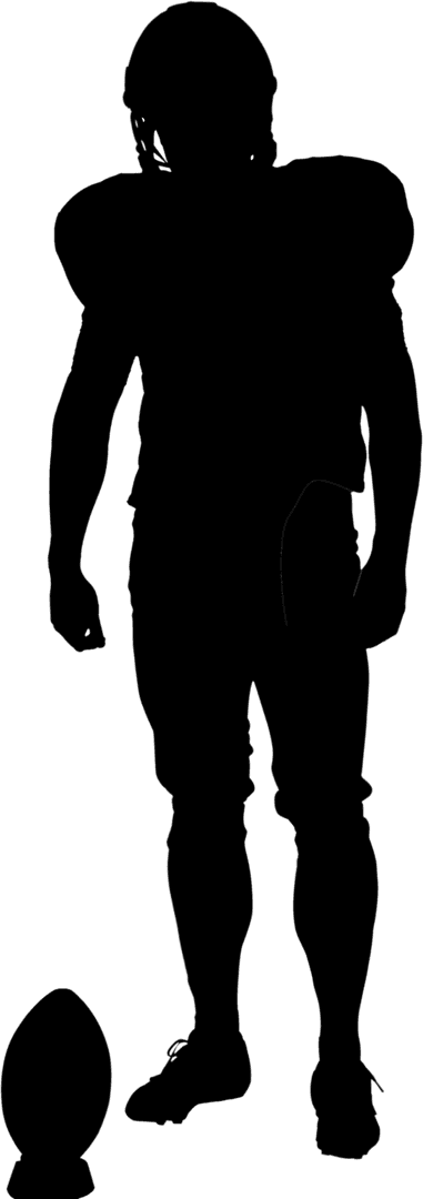 Transparent Silhouette of Football Player and Ball in Action Pose