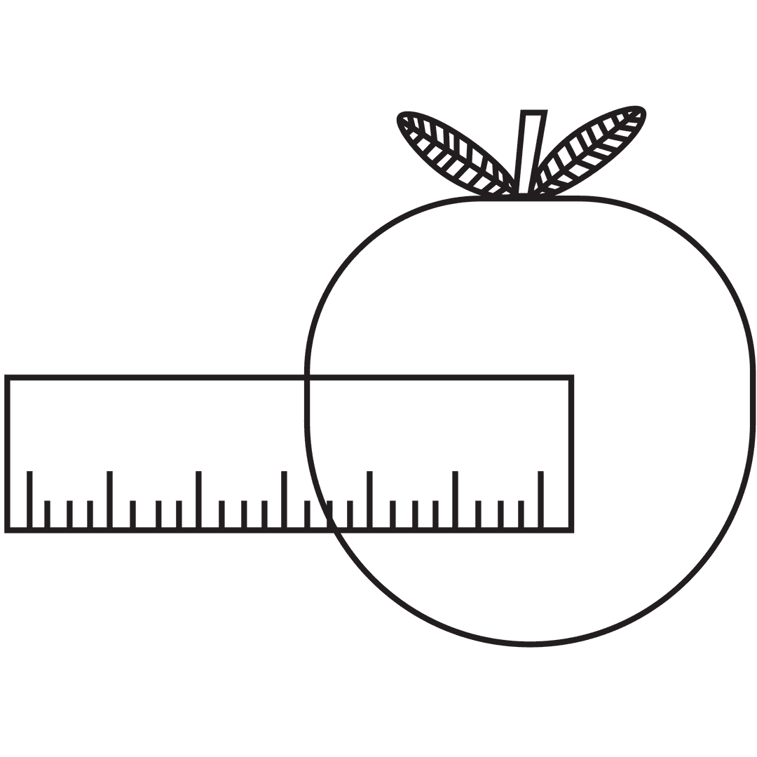Transparent Black Outline of Apple and Ruler Illustration