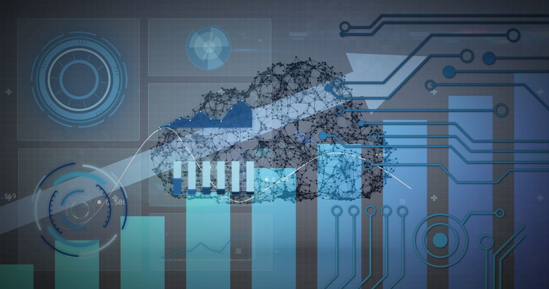 Digital Cloud Interface with Statistics and Tech Elements