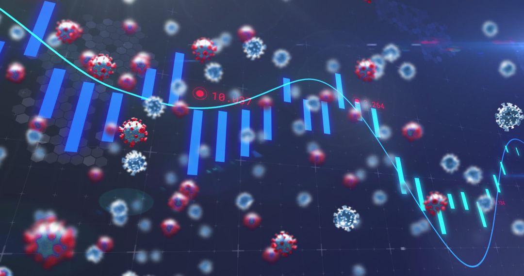 Virus Cells and Data Charts Depicting Pandemic Analysis