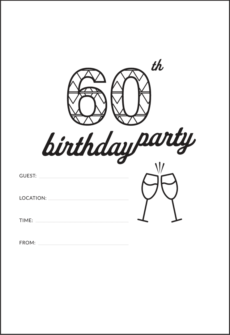 60th Birthday Party Invitation with Transparent Background Celebration