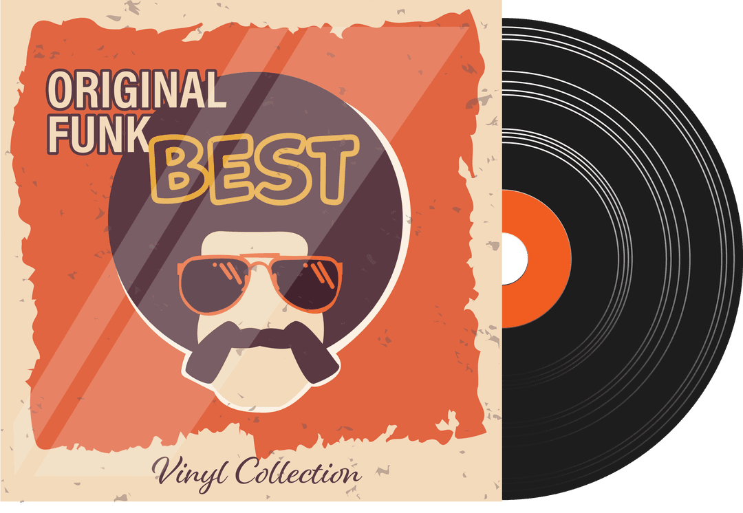 Stylish Retro Funk Vinyl Record Best of Collection Transparent Background