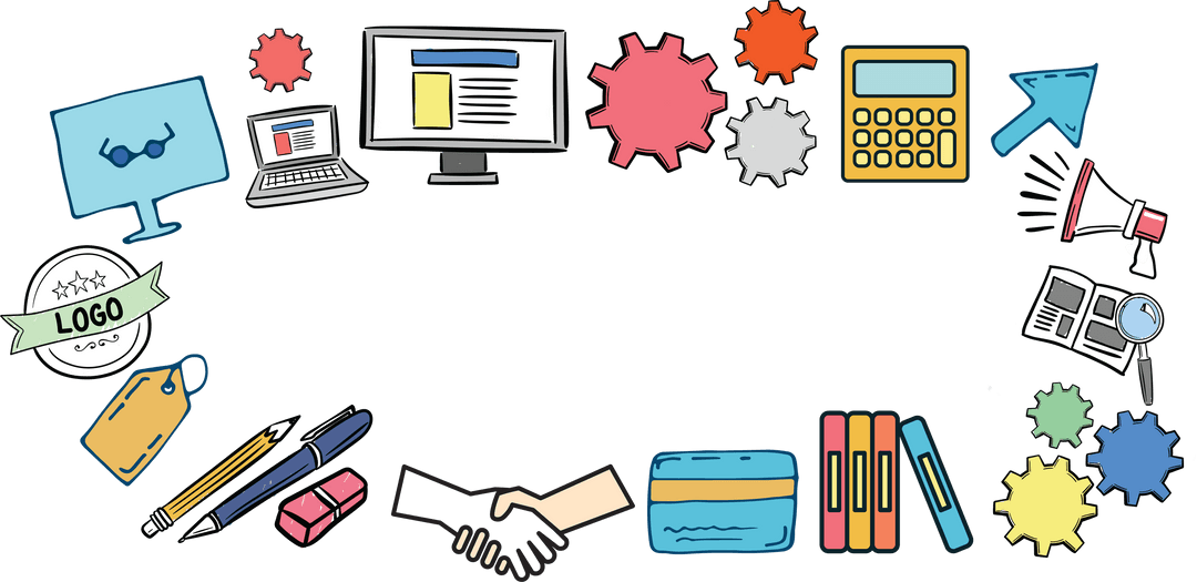 Digital Illustration Symbols on Transparent Background Showcasing Workflow and Creativity