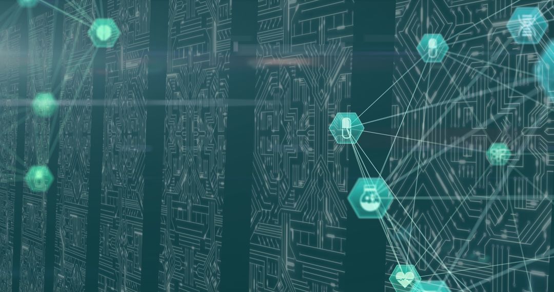 Digital Network with Medical Symbols and Circuitry Background