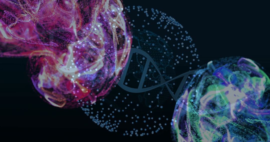 Abstract DNA Strand with Vibrant Molecular Structures