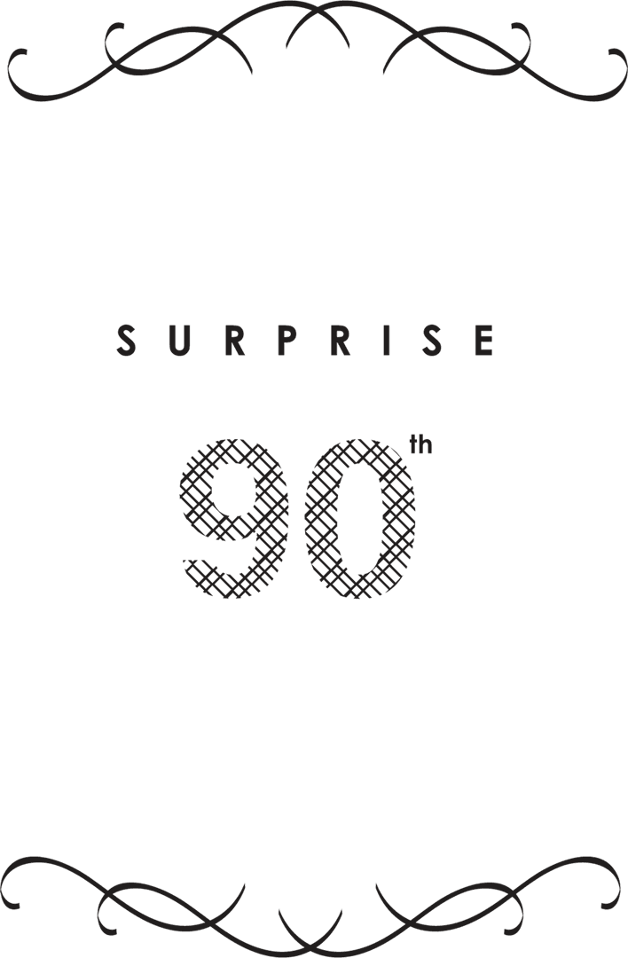 Surprise 90th Graphic on Transparent Background