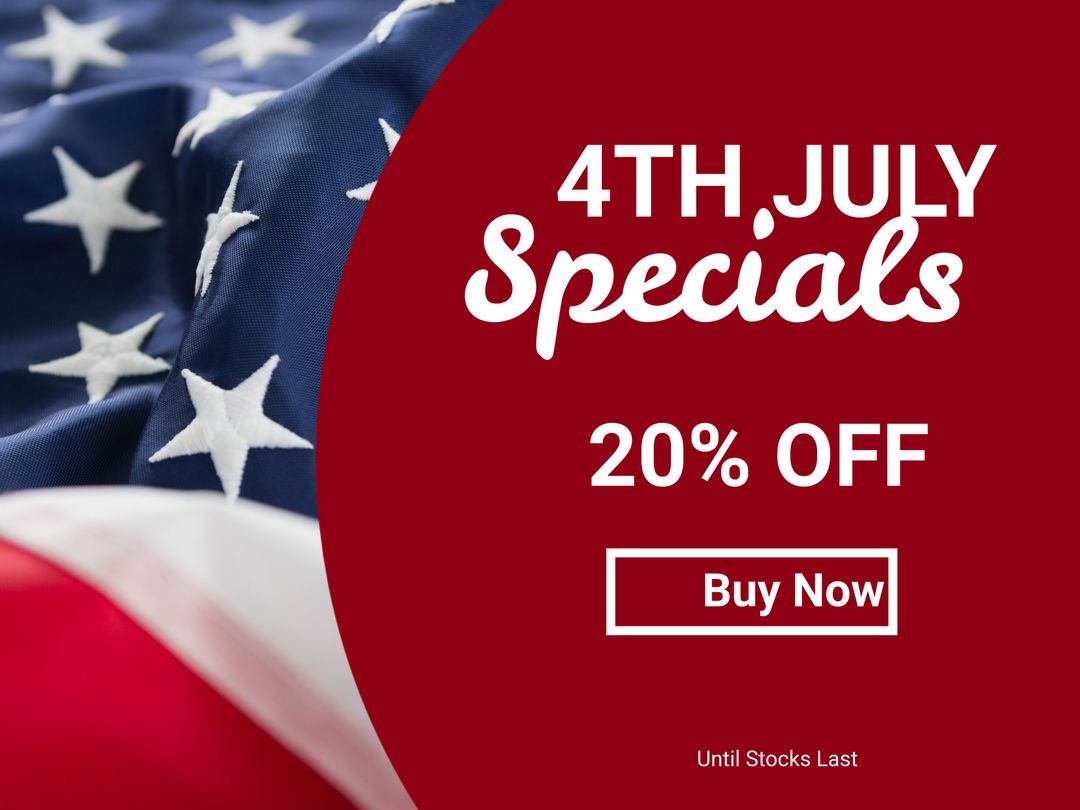 Independence Day Sale Ad with American Flag Background