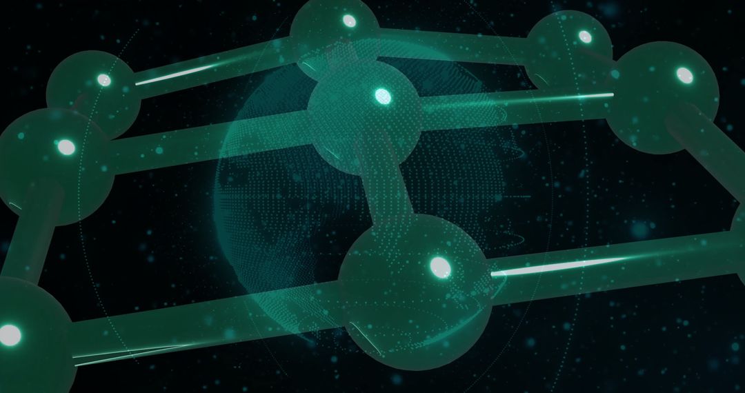 Digital Globe Network with Data Processing Visualization