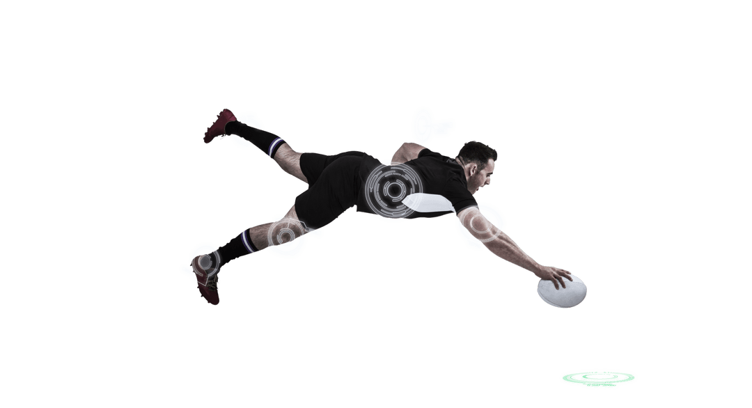 Rugby Player Scoring Try Mid-Air Transparent PNG