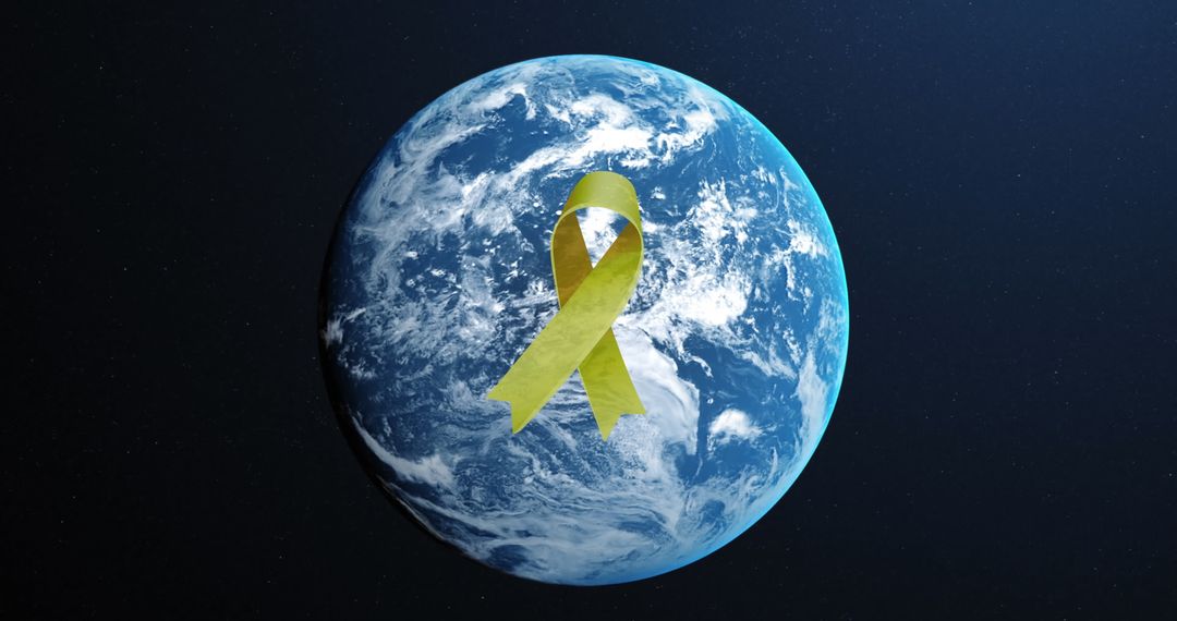 Yellow Ribbon Over Globe Background - Free Images, Stock Photos and Pictures on Pikwizard.com