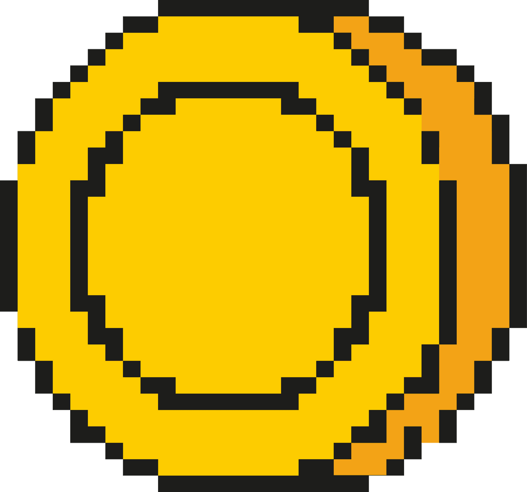 Pixel Art Gold Coins on Transparent Background for Game Design