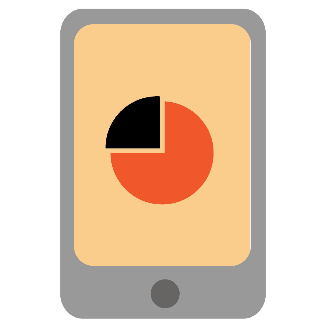 Transparent Smartphone Displaying Statistics Chart Illustration