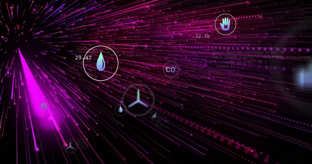 Futuristic Streams of Magenta Light in Virtual Cyberspace