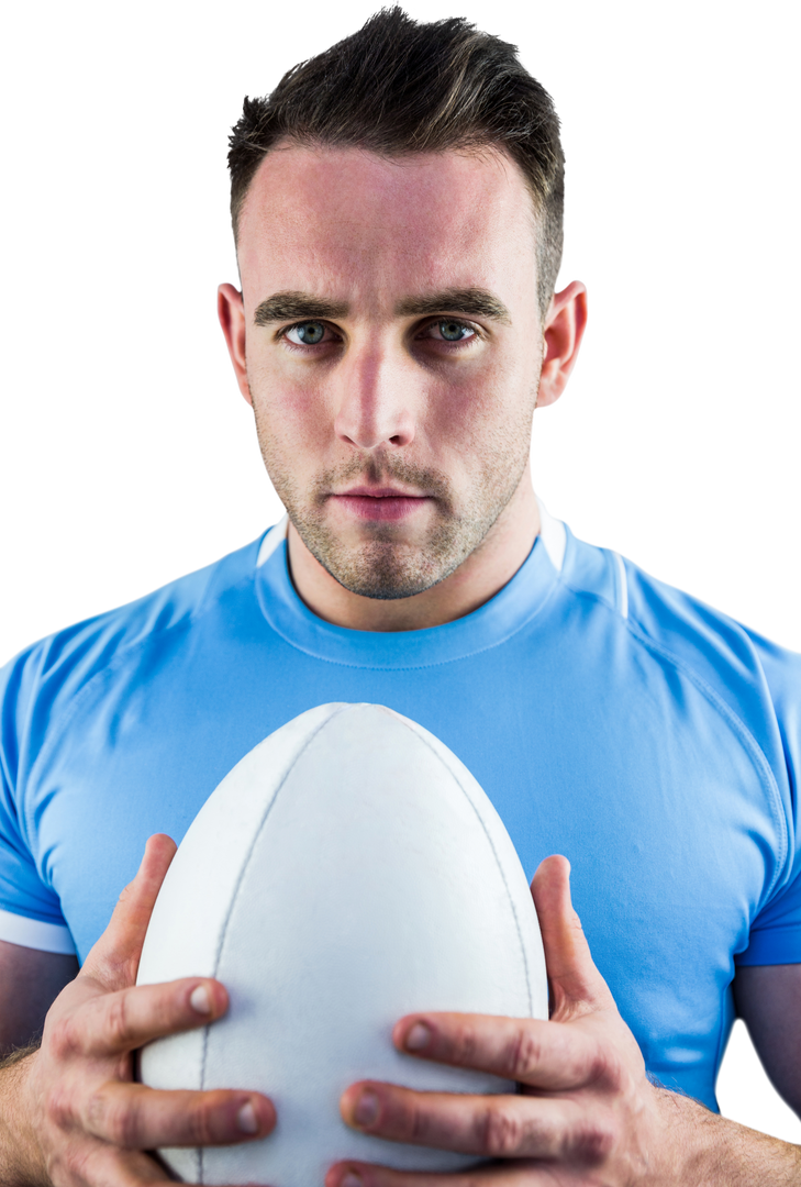 Rugby Player Holding Ball Looking at Camera on Transparent Background - Download Free Stock Images Pikwizard.com