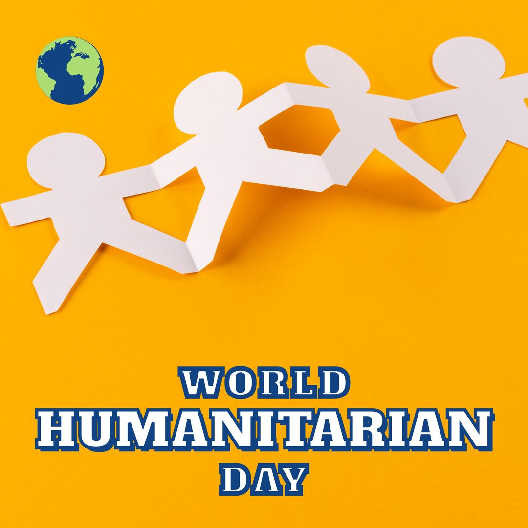 World Humanitarian Day Celebration with Paper Chain Figures and Globe