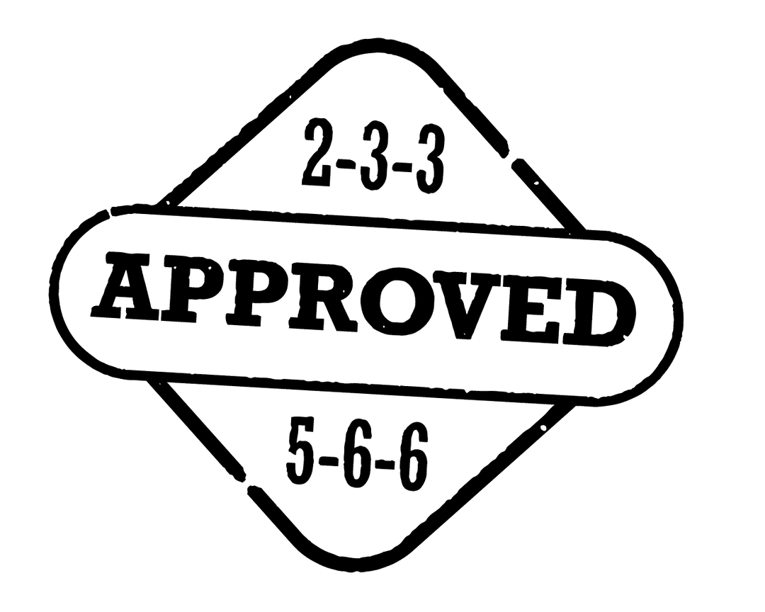 Stylized Transparent Approval Emblem with Text and Numbers