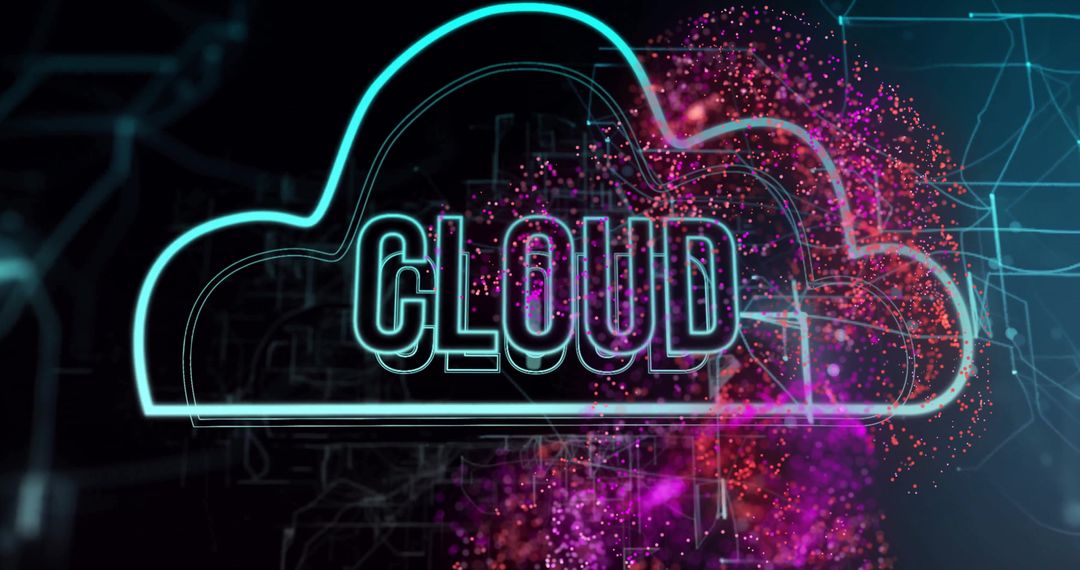 Pulsating Neon Cloud with Cyber Digital Circuitry