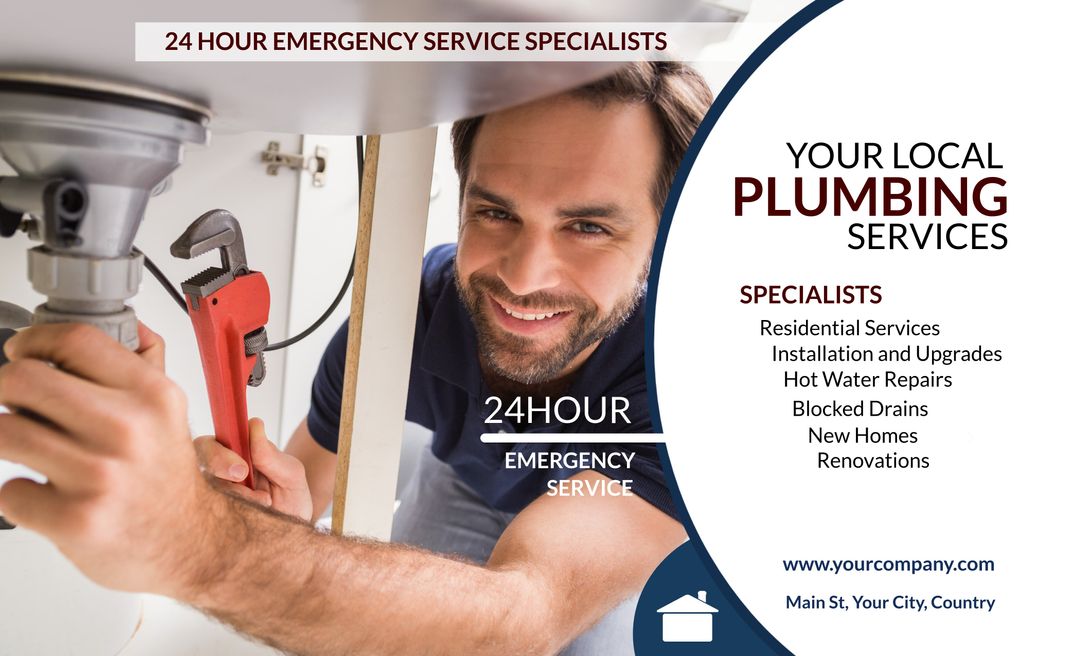 Professional Plumber Offering 24 Hour Emergency Plumbing Services - Download Free Stock Templates Pikwizard.com