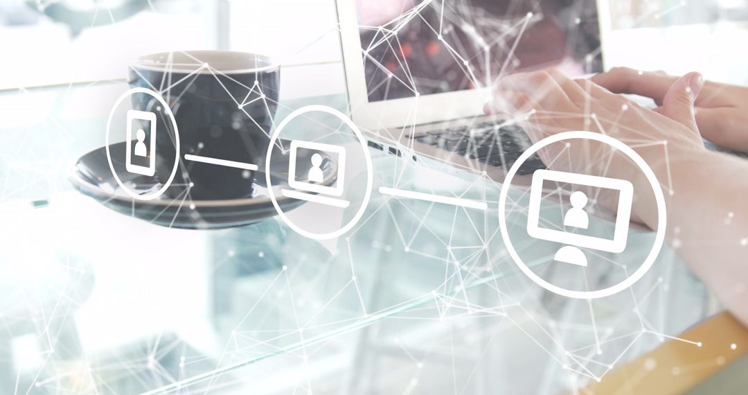 Digital Connectivity in Modern Workspace with Coffee