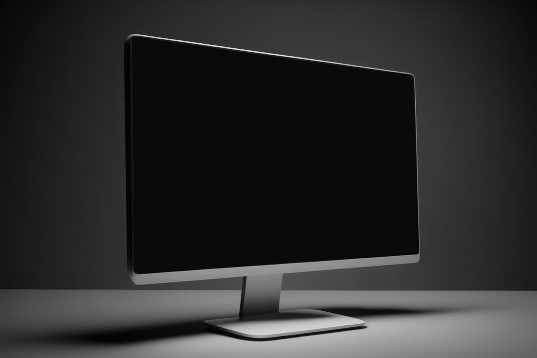 Modern Computer Monitor with Black Screen on Gray Surface - Free Images, Stock Photos and Pictures on Pikwizard.com