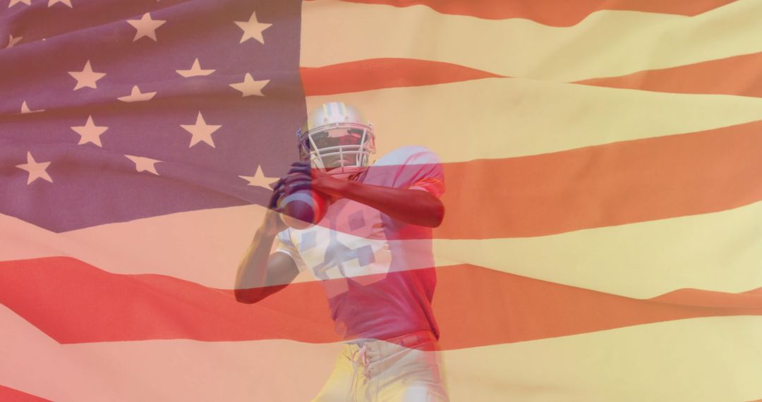 Football Player with USA Flag Symbolizing National Sports Spirit - Free Images, Stock Photos and Pictures on Pikwizard.com