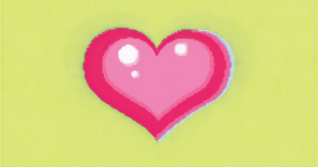 Pixel Art Heart with Shading on Green Yellow Background