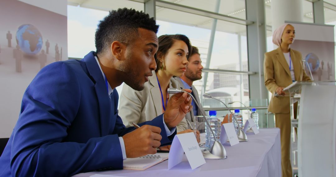 Corporate Seminar with Multiethnic Business Team Interacting Collaboratively