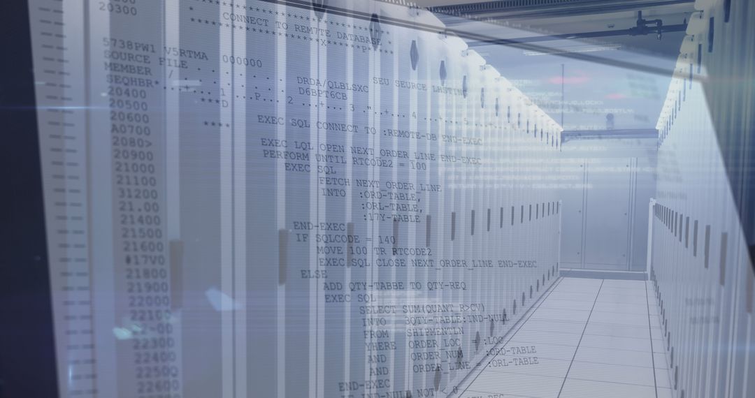 Data Processing with Overlaid Code in Modern Server Room