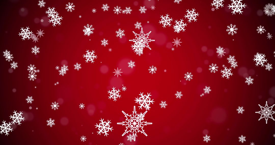 Falling White Snowflakes on Elegant Red Backdrop for Festive Season