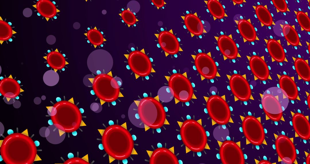 Illustration of Red Cells in Violet Digital Background