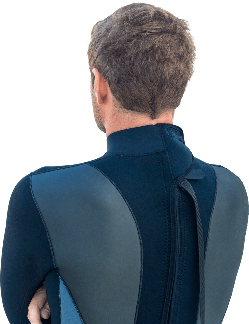 Man Turning in Diving Suit Transparent Background