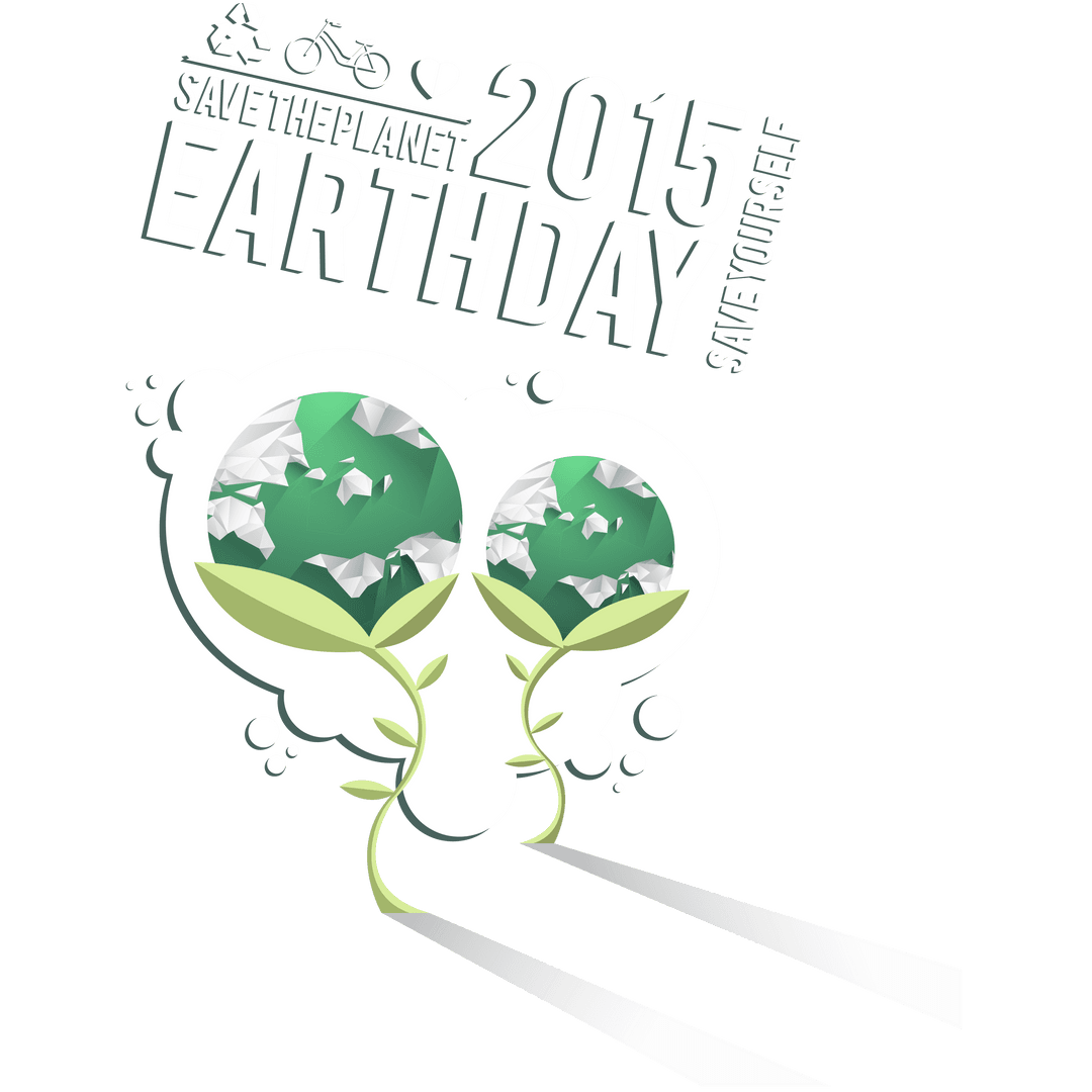 Transparent 2015 Earth Day Illustration with Globe Flowers