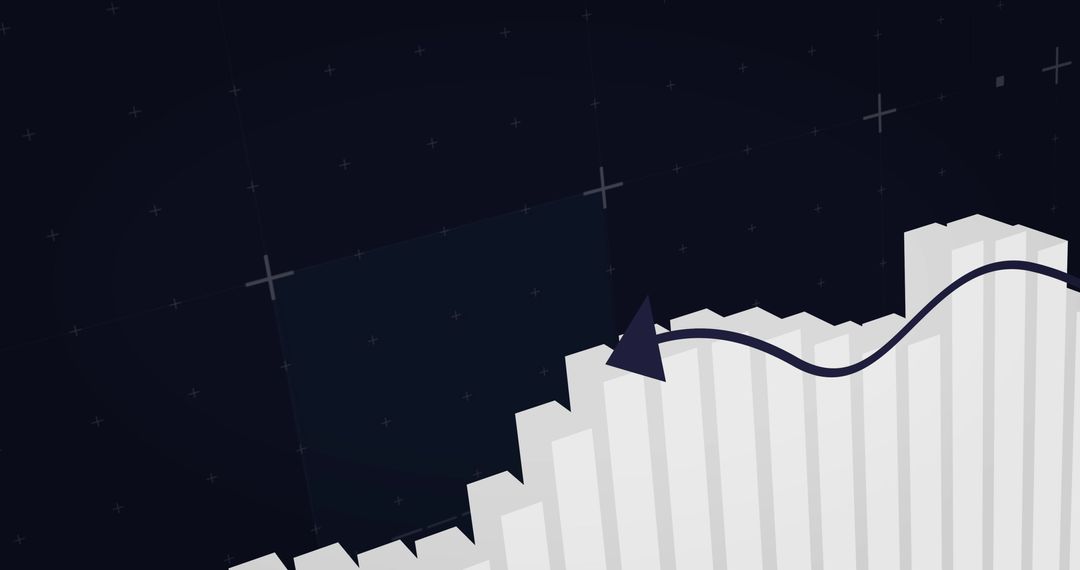 Abstract Bar Graph with Rising Arrow on Dark Background