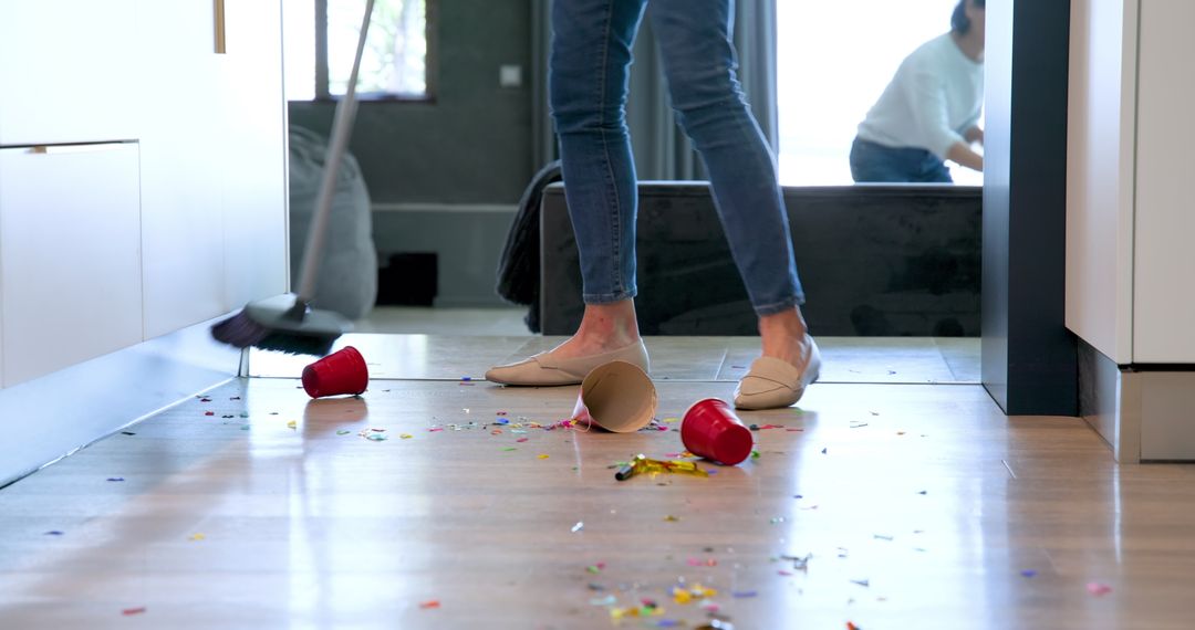 Casual Cleanup After Party with Friends, Enjoying Togetherness