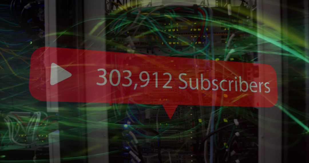 Social Media Subscribers Increasing Overlaid on Cyber Network