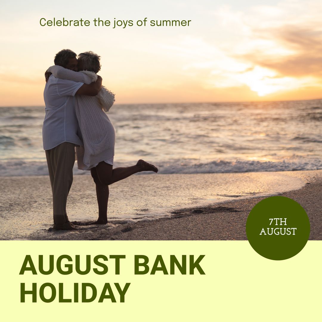 Senior Couple Enjoying Romantic Beach Sunset Holiday Scene