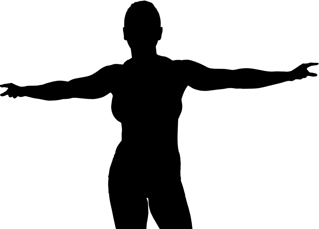 Silhouette PNG of Woman in Cheerful Pose on Transparent Background