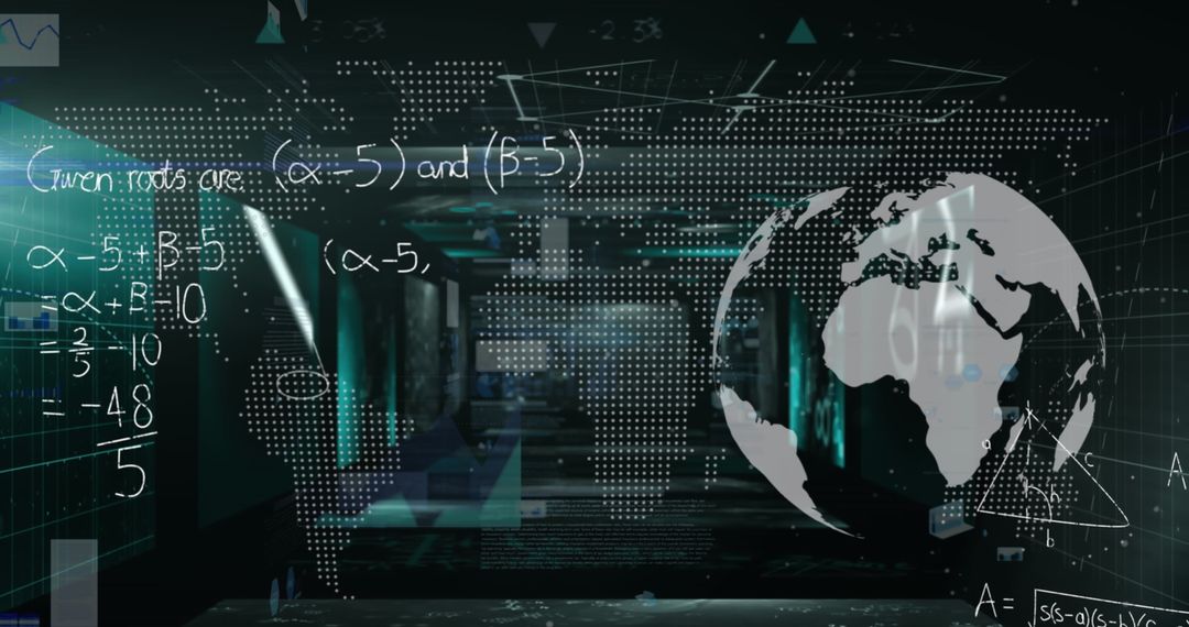 Digital Globe with Data and Mathematics Background