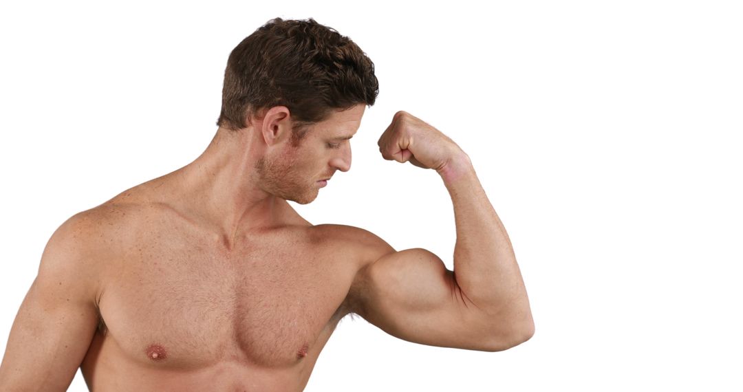 Fit Man Flexing Bicep Isolated on White Background - Free Images, Stock Photos and Pictures on Pikwizard.com