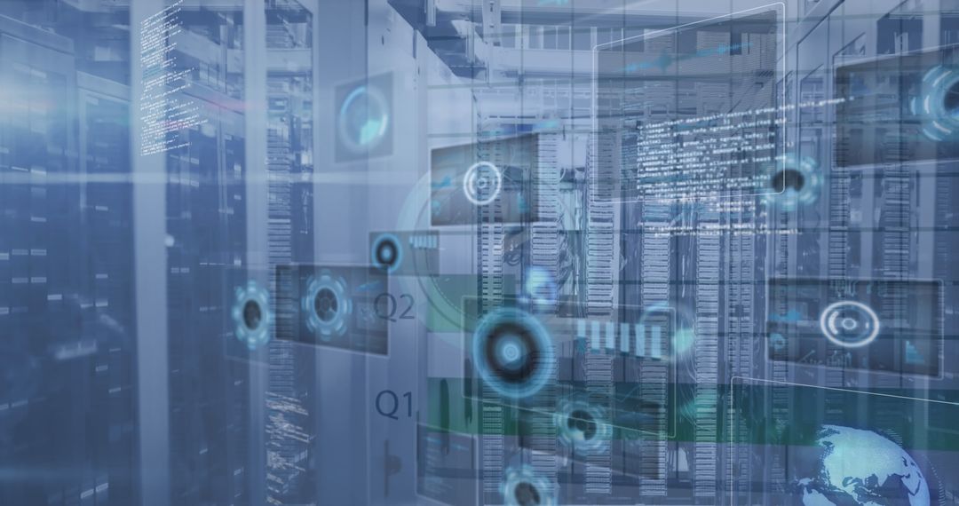 Digital Technology and Networking Concept with Server Racks