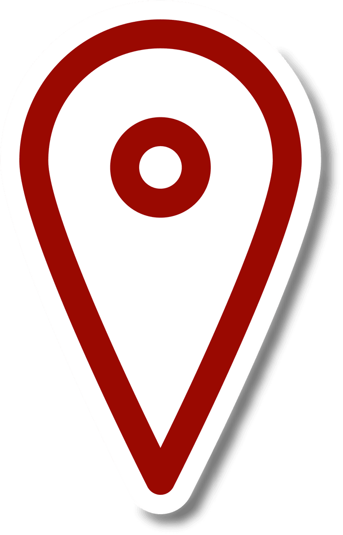 Transparent White and Red Map Pin Icon with Copy Space