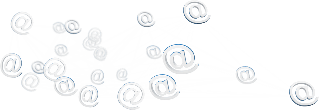 Digital Network of At Symbols on Transparent Background