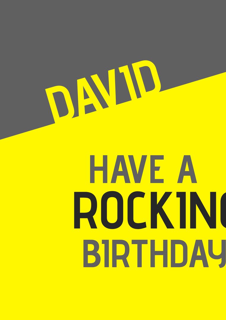 Bold Yellow and Grey Birthday Celebration Card for David - Download Free Stock Templates Pikwizard.com