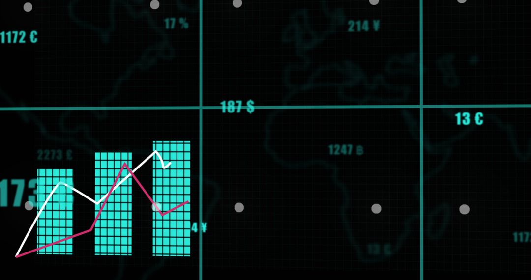 Digital Financial Data Representation on Black Background