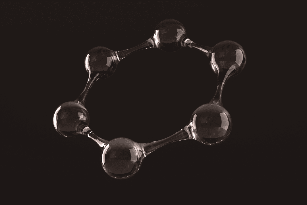 Transparent Black Molecule Model Isolated on Dark Background