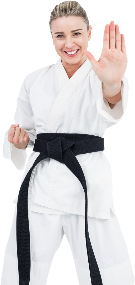 Confident Female Athlete Practicing Judo Pose Transparent - Download Free Stock Images Pikwizard.com