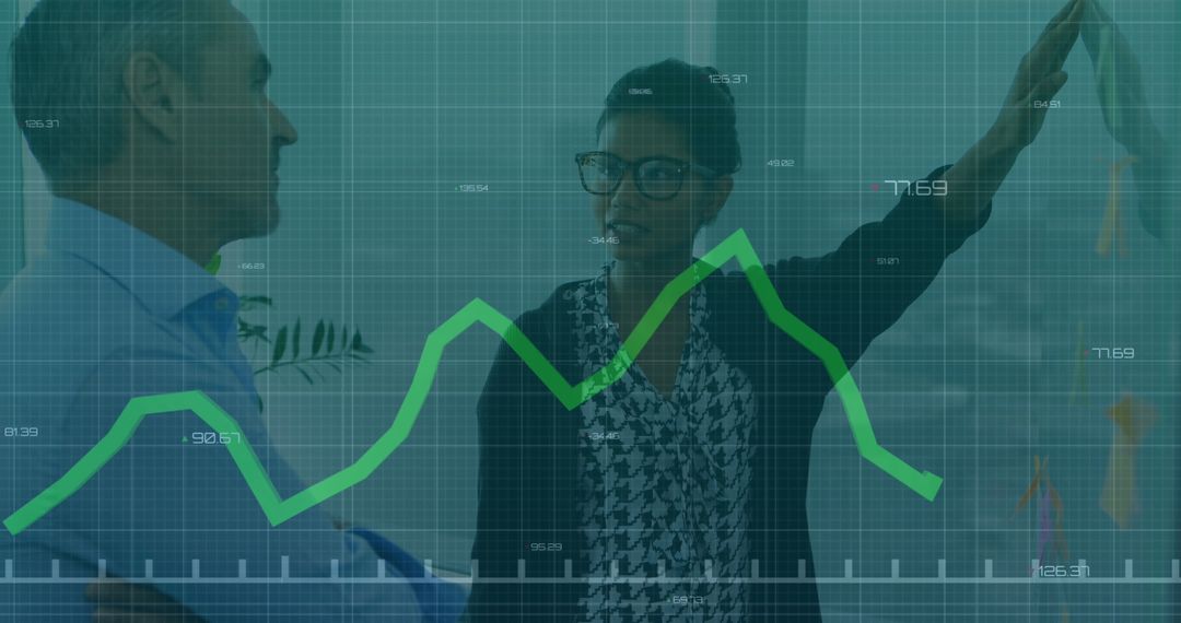Business Professionals Analyzing Financial Trends with Data Visualization