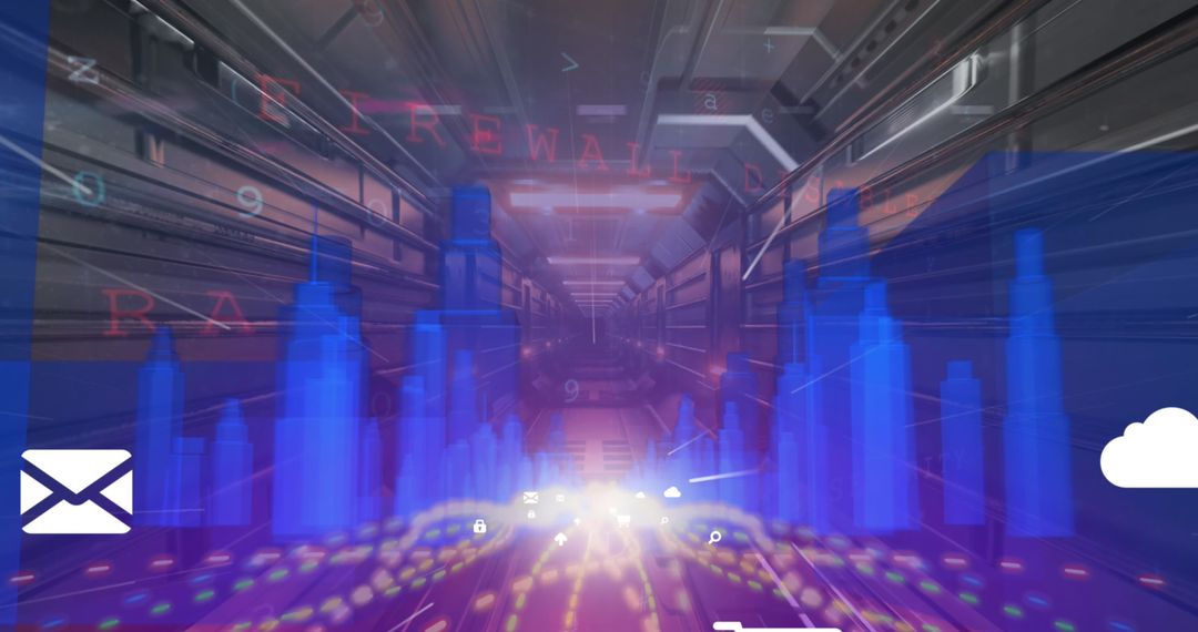 Digital Cityscape with Futuristic Data Overlay