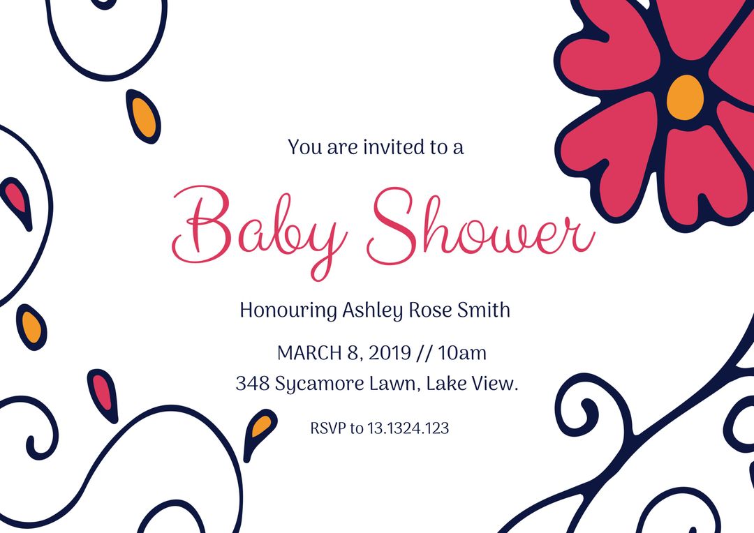 Floral Baby Shower Invitation with Delicate Typography Design