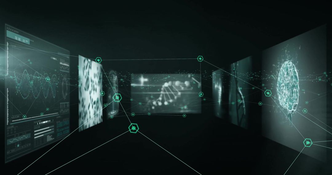 Futuristic Digital Data Analysis Screens with Global Connectivity Concept